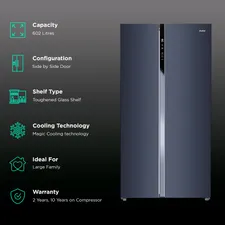 Haier 602 Litres 3 Star Frost Free Side By Side Door Smart Wifi Enabled Refrigerator with Deo Fresh Technology (HRS-682GKU1, Graphite Black) - Image 3
