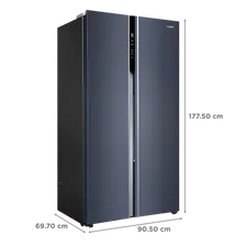 Haier 602 Litres 3 Star Frost Free Side By Side Door Smart Wifi Enabled Refrigerator with Deo Fresh Technology (HRS-682GKU1, Graphite Black) - Image 4