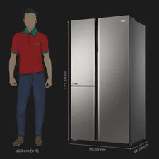 Haier 598 Litres 3 Star Frost Free Side By Side Smart Wifi Enabled Refrigerator with Deo Fresh Technology (HRT-683ISU1, Inox Steel) - Image 3