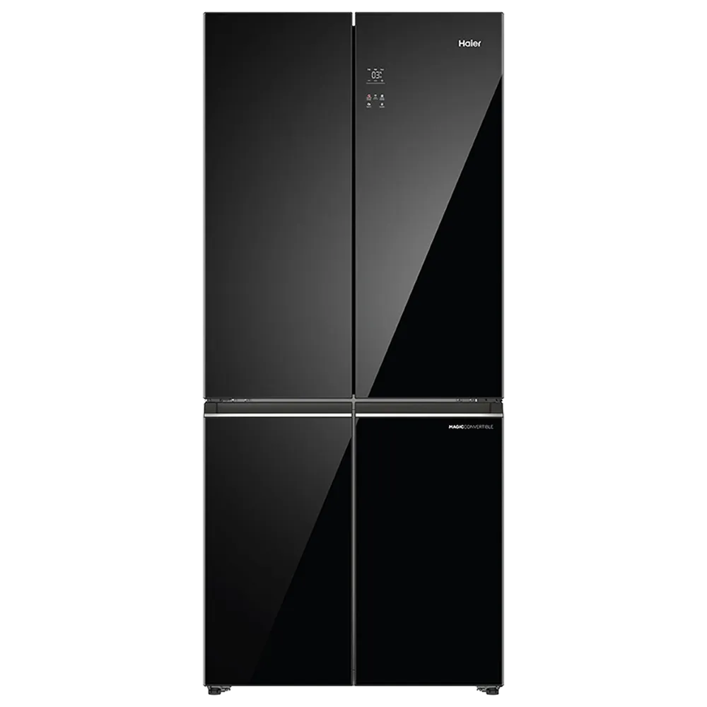 Haier 520 Litres 3 Star Frost Free French Door Convertible Refrigerator with Colorful Digital Display Panel (HRB-600KGU1, Black Glass)