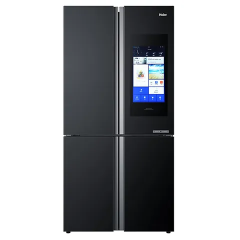 Haier 651 L, Black Glass Finish Bottom Mounted French Door Refrigerator HRB-758SIKGU1