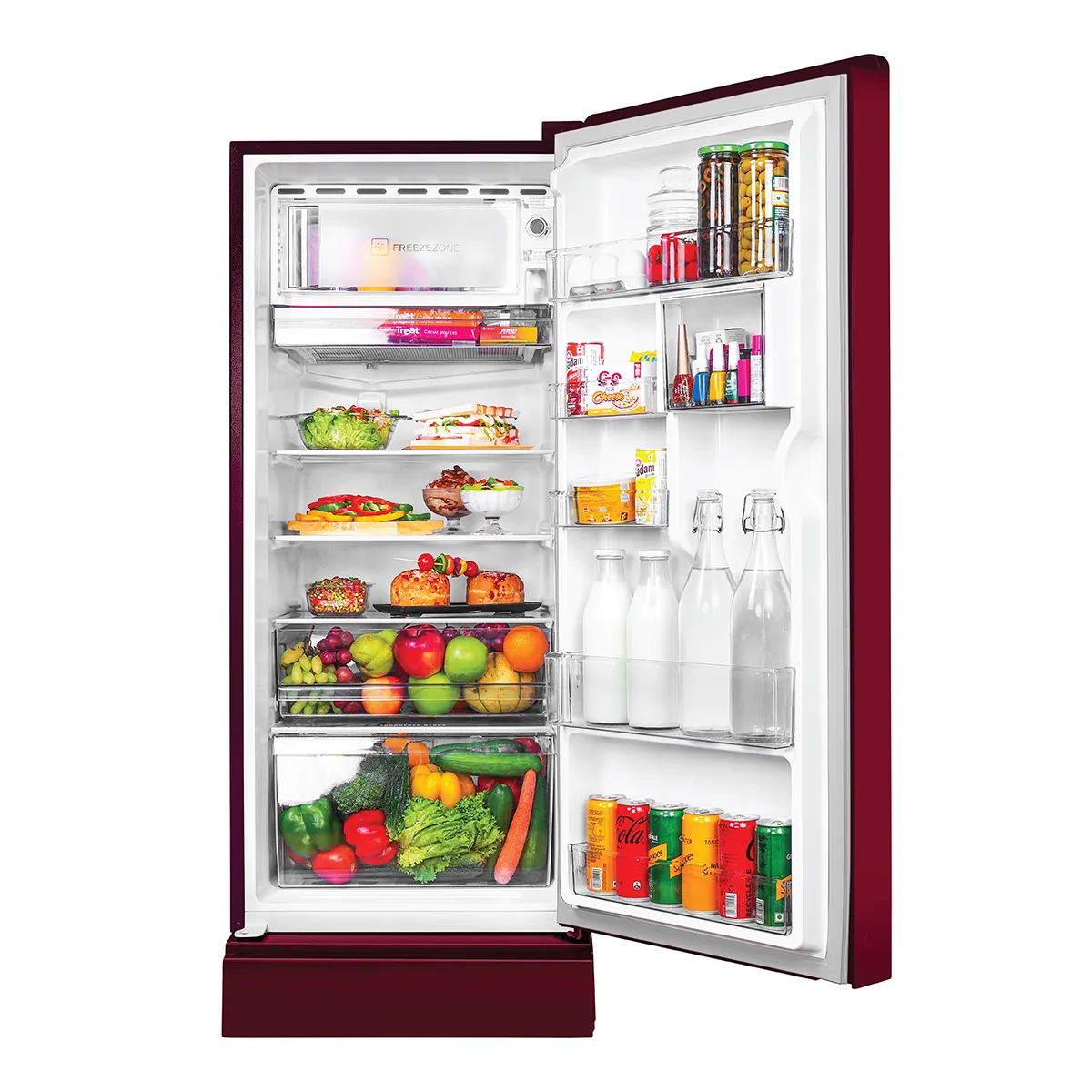 Haier 190 L, 5 Star, Red Dahelia Finish Direct Cool Single Door Refrigerator with Base Drawer HRD-2105PRD-P - Image 5