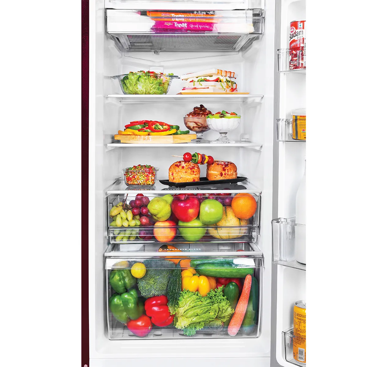 Haier 190 L, 5 Star, Red Dahelia Finish Direct Cool Single Door Refrigerator with Base Drawer HRD-2105PRD-P - Image 6
