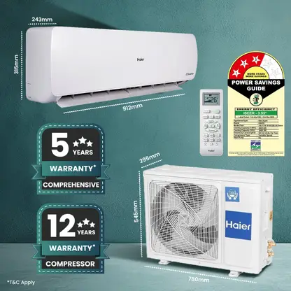 Haier 2025 Model Intelli-Convertible 7 in1 Convertible 1.5 Ton 3 Star Split Inverter Expandable HD Filter,Frost Self Clean,Upto 20 M air Flow, Hyper PCB, 2 Way Swing AC - White (HSU17VP-POW3BN-INV(HS17VP-POW3BN-INV� / HU17VP-POW3BN-INV )) - Image 3