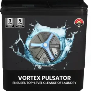 Haier 10 kg Toughened Glass, Anti Bacterial Vortex Pulsator, 1300 RPM, Spray Function, Wash Programs, Magic Filter, Rat Mesh Semi Automatic Top Load Washing Machine with In-built Heater Black, Grey  (HTW100-178BKN)