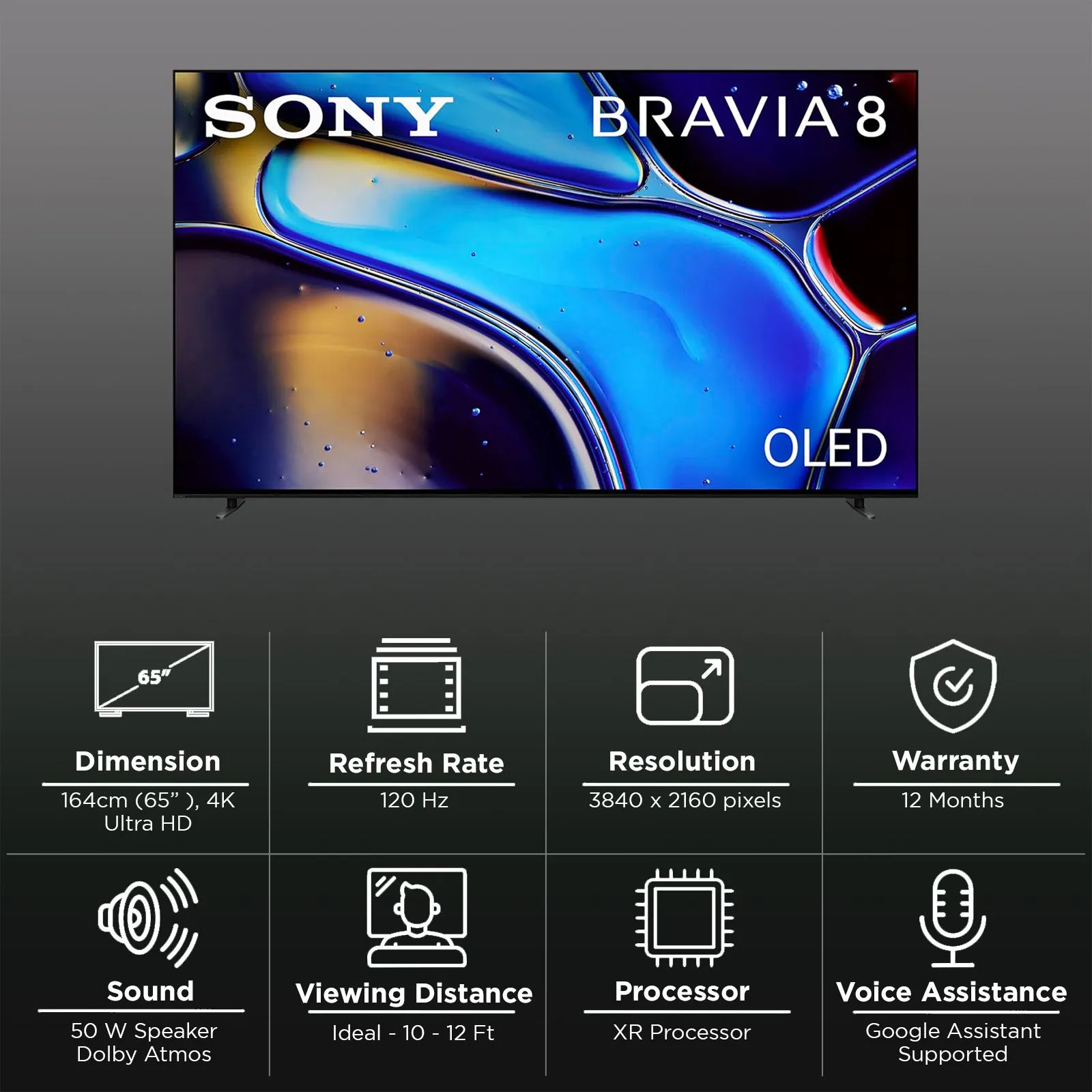 SONY BRAVIA 8 165.1 cm (65 inch) 4K Ultra HD OLED Smart Android TV with Dolby Vision & Dolby Atmos (2024 model)K-65XR80 - Image 4