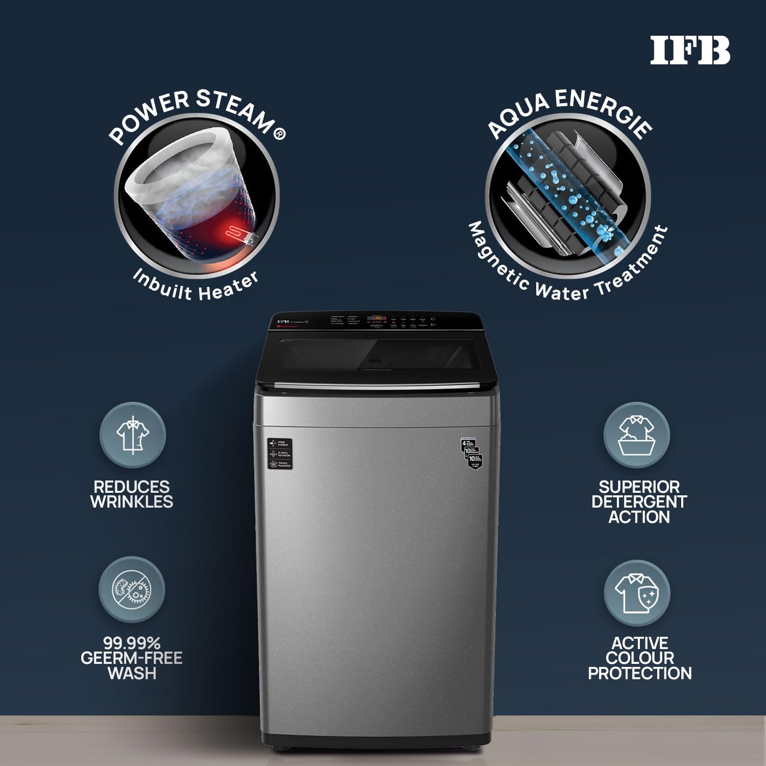 IFB 7.5 Kg 5 Star with DeepClean® Technology, AI Powered, Fully Automatic Top Load Washing Machine (TL751MS2S, PowerSteam®, Inbuilt Heater, Mystic Silver) - Image 6