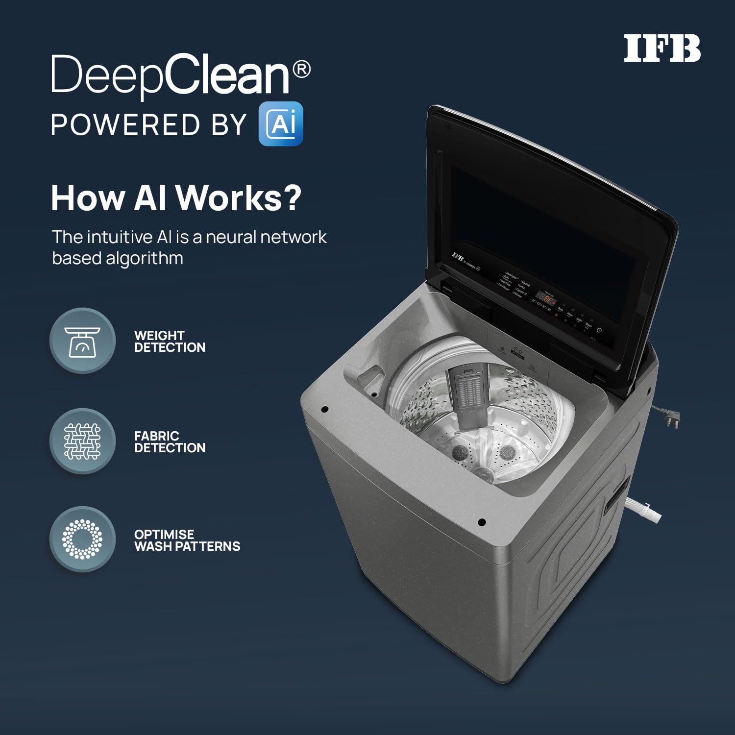 IFB 7.5 Kg 5 Star with DeepClean® Technology, AI Powered, Fully Automatic Top Load Washing Machine (TL751MS2S, PowerSteam®, Inbuilt Heater, Mystic Silver) - Image 5