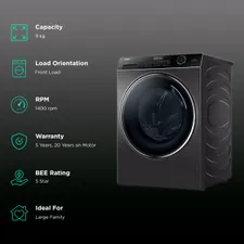 Haier 9 kg Fully Automatic Front Load Washing Machine (HW90-DM14959CS8U1, Direct Motion Motor, Dark Jade Silver) - Image 11
